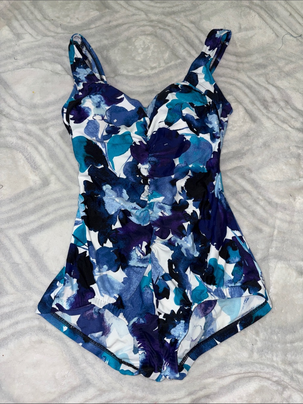 Maxine of Hollywood Blue Teal Floral One-Piece Swimsuit